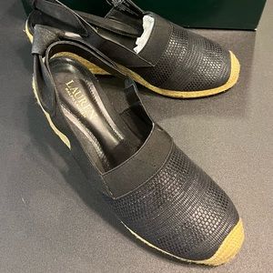 LAUREN Helma Linen Espadrille Slingback Wedge